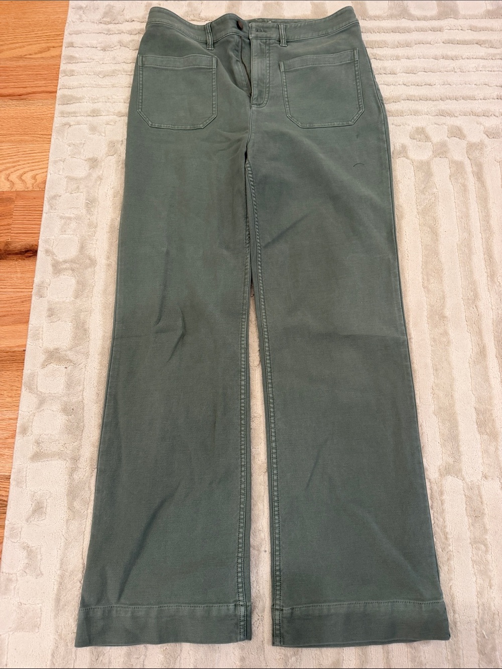 Faherty Olive Green Wide-Leg Pants